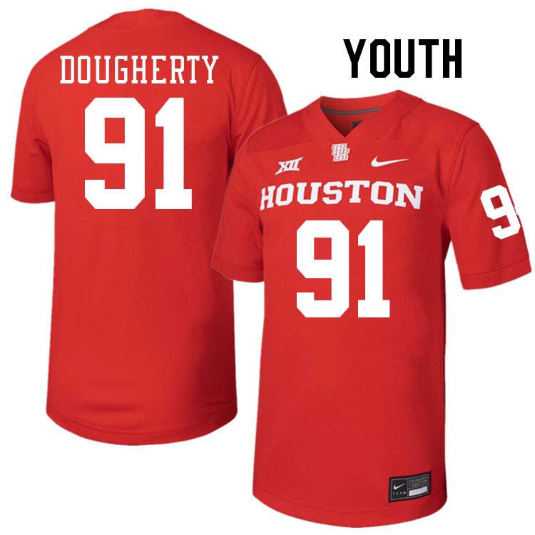 Youth #91 Liam Dougherty Houston Cougars College Football Jerseys Stitched-Red